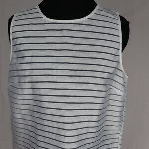 Banana Republic White Sheer Stripe Two Layer Sleeveless Top Size Small
